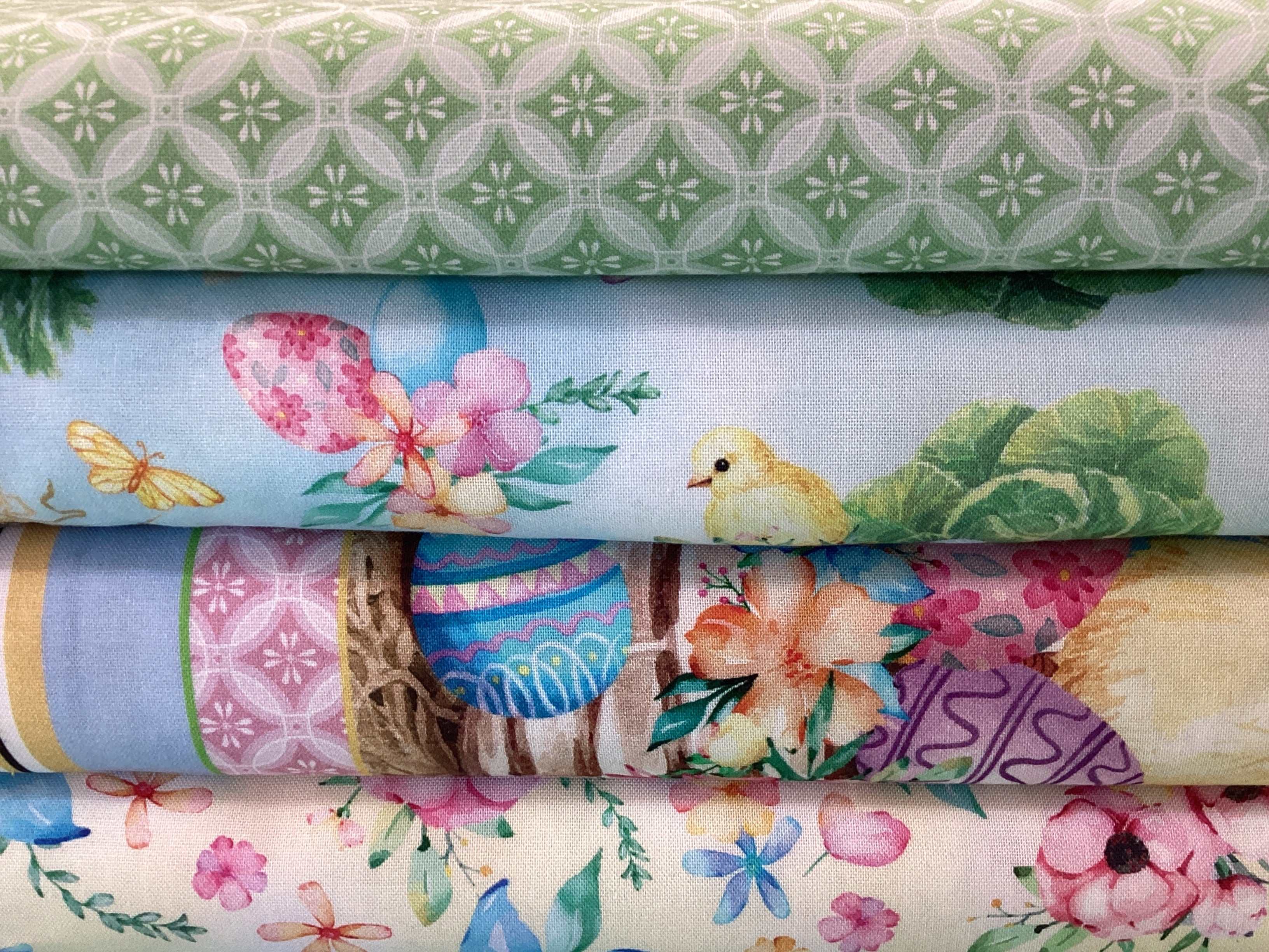 4 Yard Quilt Bundle with floral and Easter-themed fabric patterns for quilting projects
