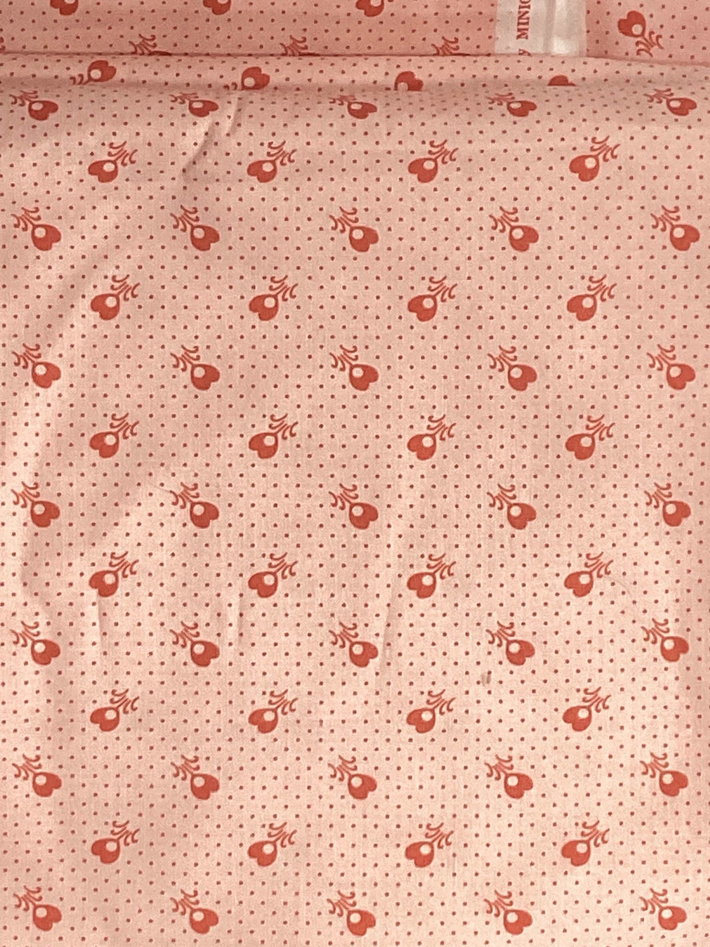 3 yard backing fabric with red floral and polka dot pattern for quilt backings