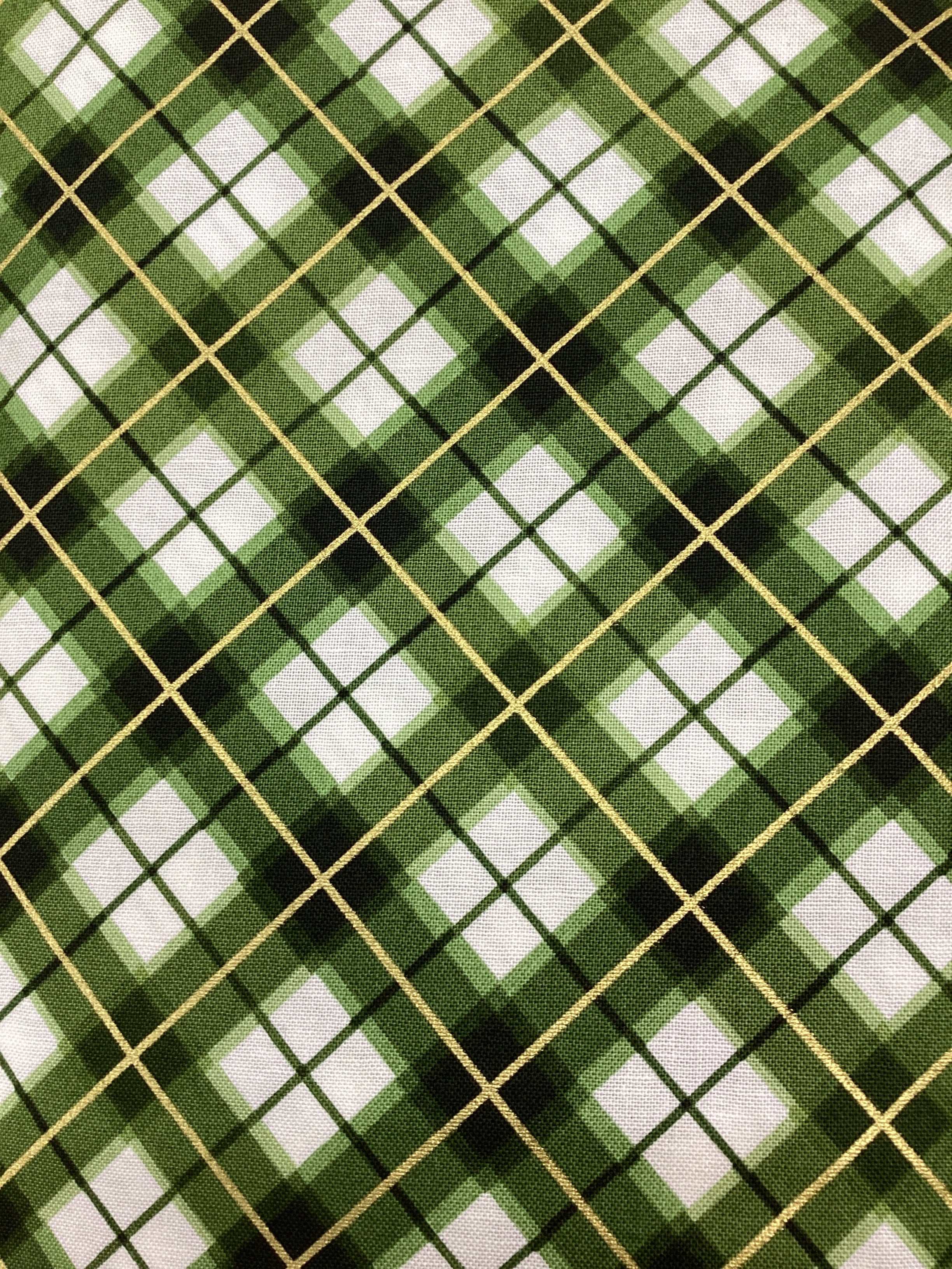 4 1/2 Yard Backing green plaid quilt fabric with continuous pattern