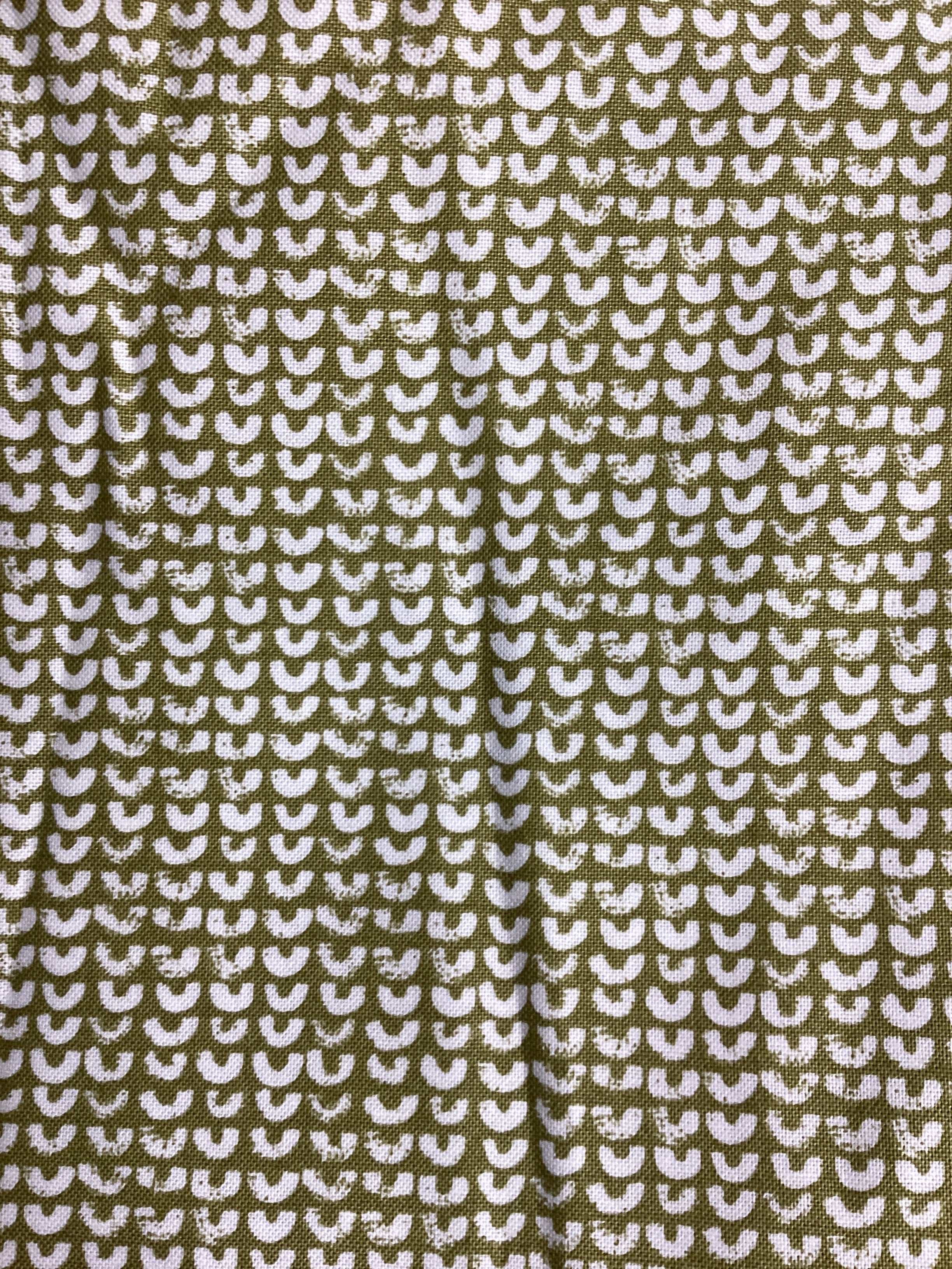 4 Yard Backing fabric with white geometric pattern on olive green for quilt backings
