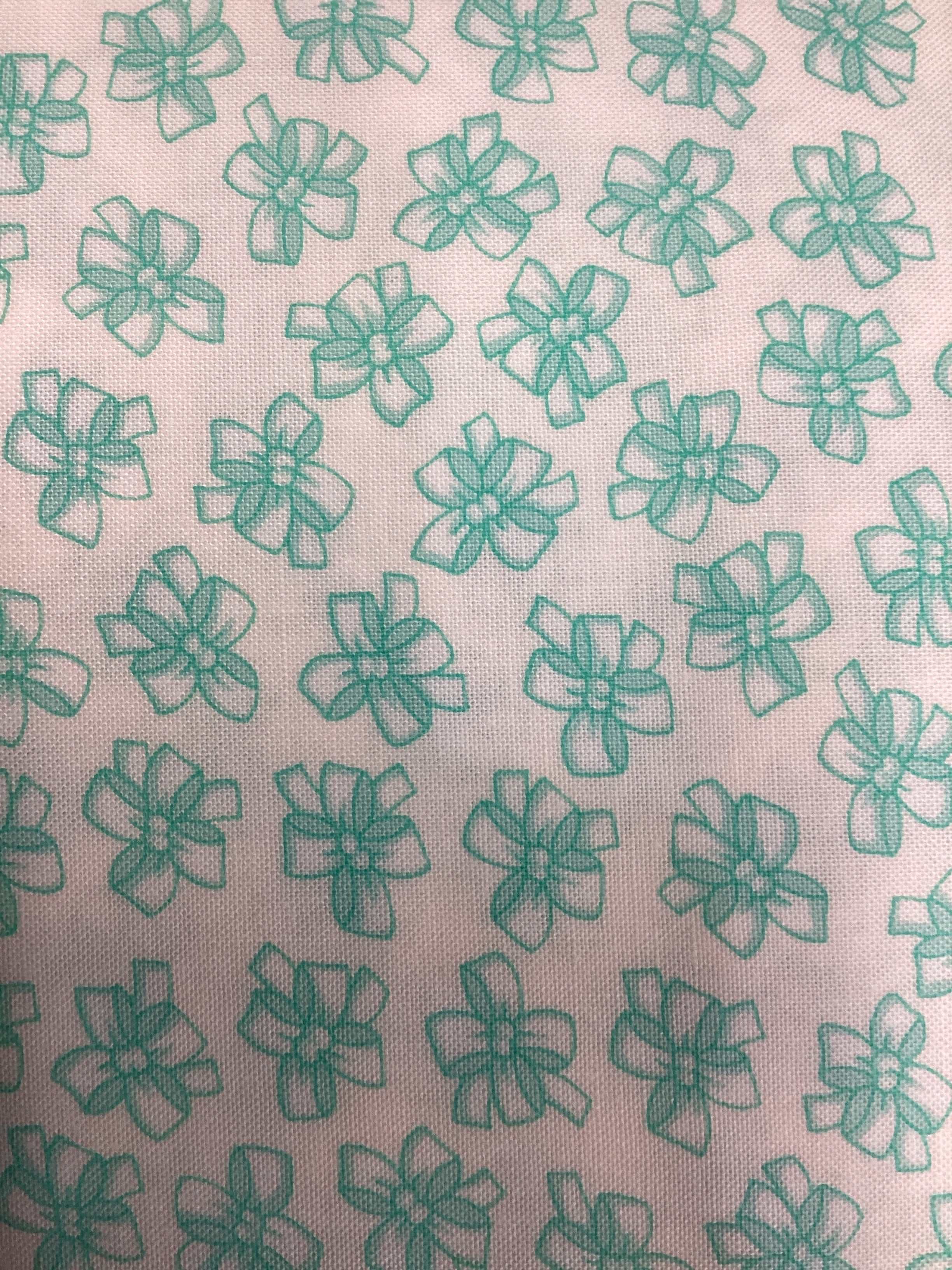 4 1/2 yard backing fabric with teal floral pattern for quilting