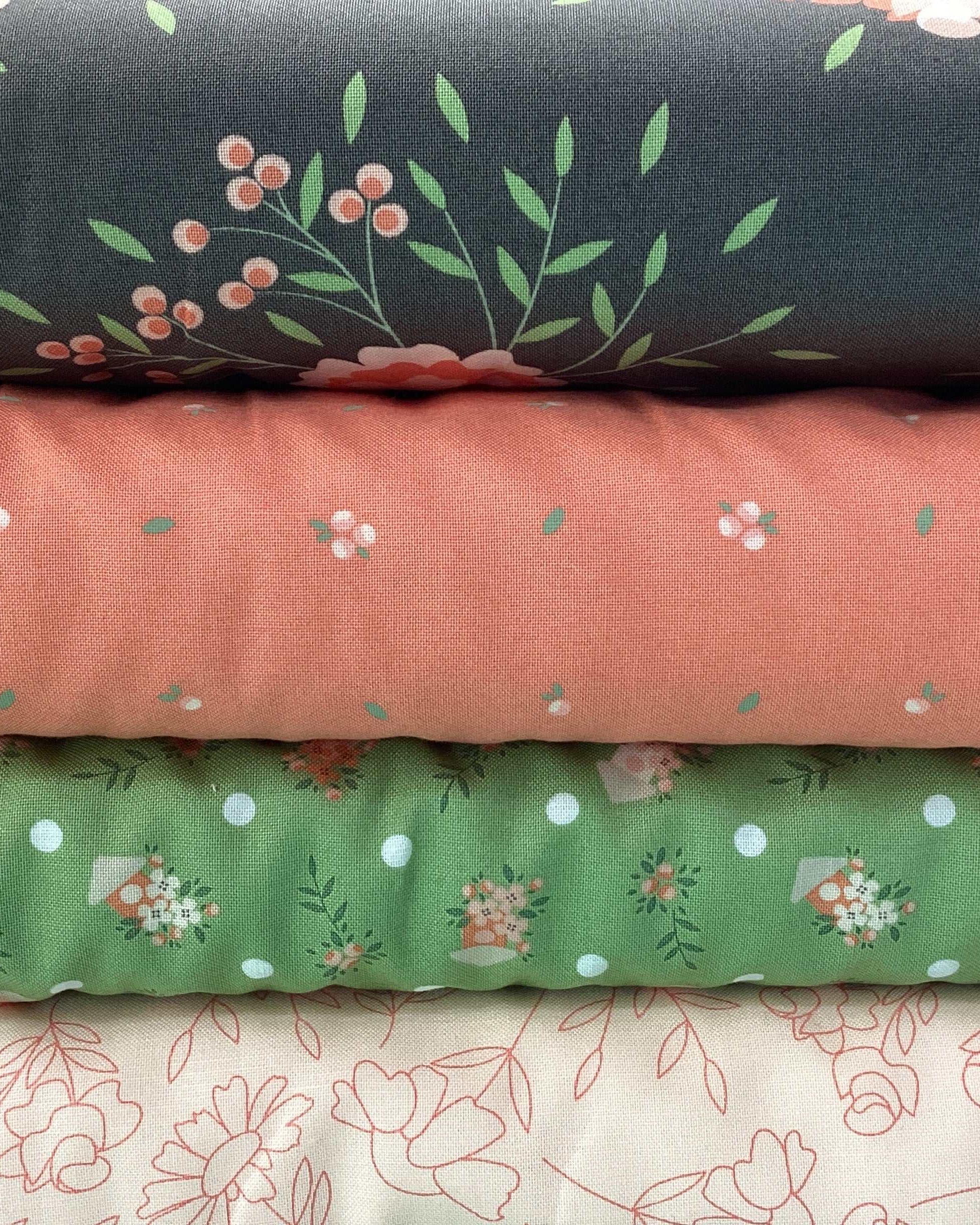 4 Yard Quilt Bundle fabric bundle with Bella Rose Quilts pattern and double-fold binding fabric
