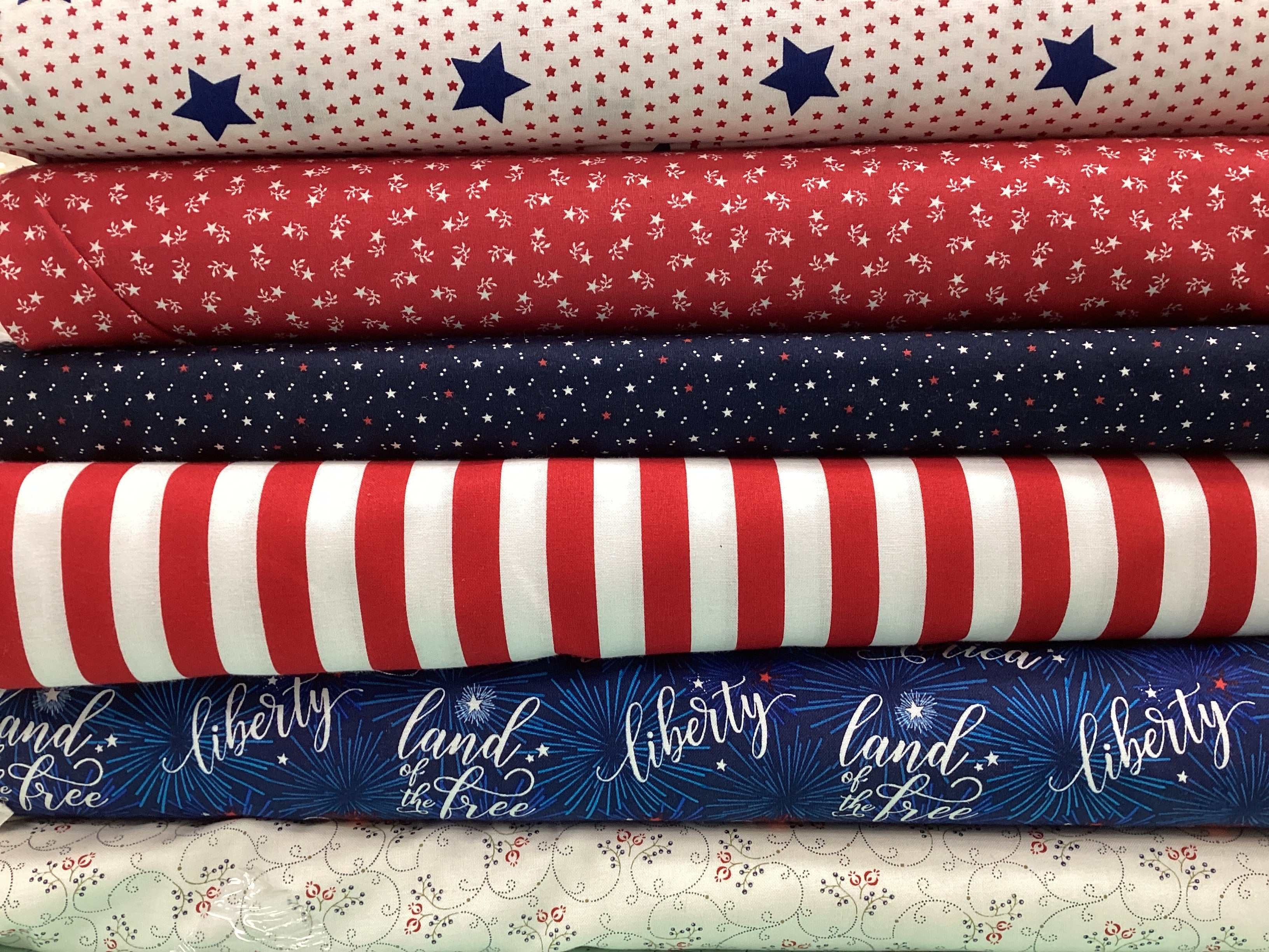 M50 Lucky Break Kit patriotic fabric bundle with stars, stripes, and liberty prints