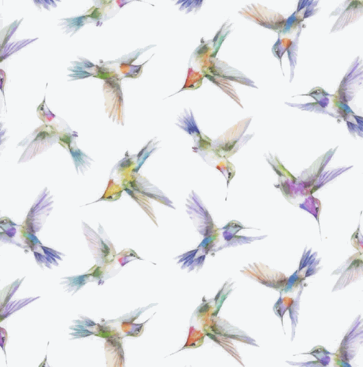 Daydreams 5DD-2 fabric with watercolor blue hummingbirds pattern by Jason Yenter for In The Beginning Fabrics