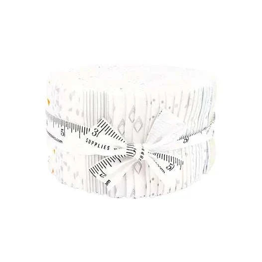 Mixed Bag of Bonbons Jelly Roll by Jen Kingwell with 40 low volume fabric strips for quilting