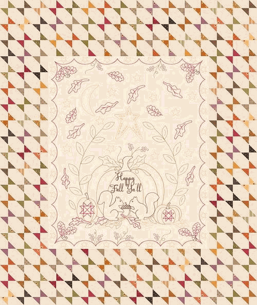 Fall for All Quilt Kit featuring Pumpkin Spice fabric with autumn-themed patchwork quilt design by Lisa Bongean