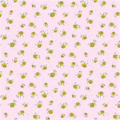 Panda Party Susy Bees pink fabric with yellow bees for children's quilts