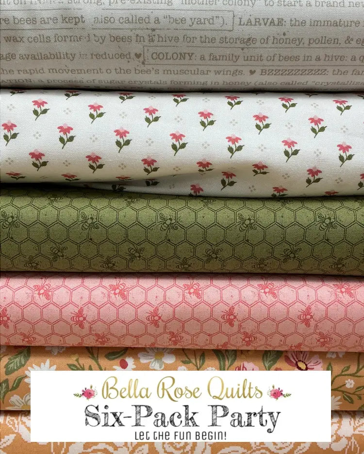Six colorful half-yard fabric cuts for quilting in Six-Pack Party Bundle backroads design