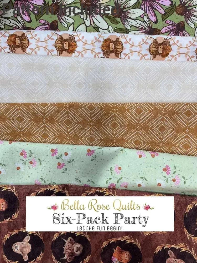 Six-Pack Party Bundle fabric cuts 53x53 quilt kit with six half-yard pieces
