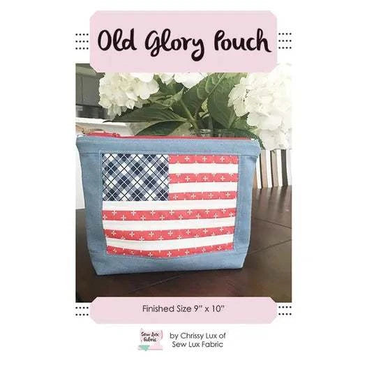 Old Glory Pouch with American flag design sewing pattern by Chrissy Lux, finished size 9x10 inches