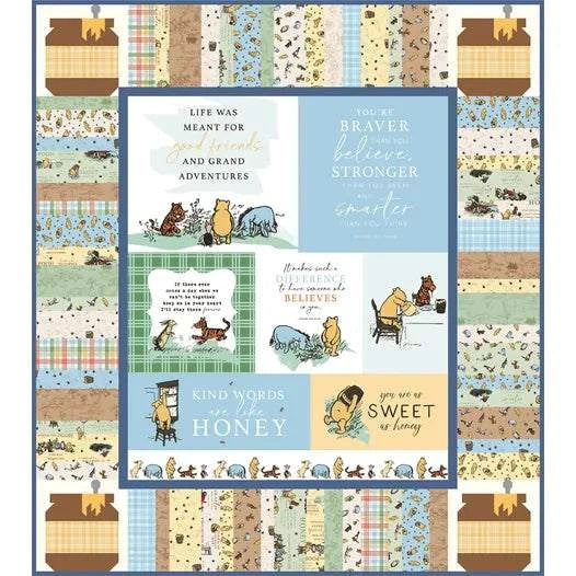 KIT Sweet As Honey Panel Quilt Kit with Winnie the Pooh designs by Echo Park Paper Co.