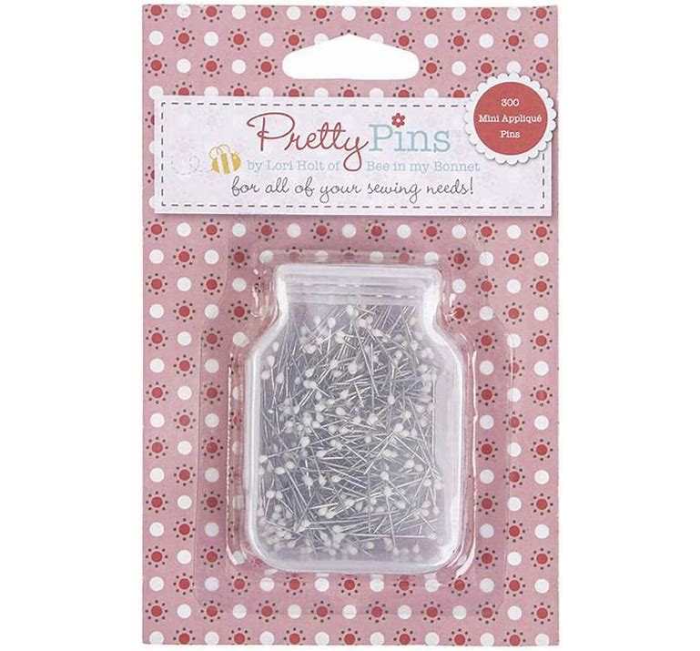 Pretty Pins by Lori Holt 300 count mini applique pins in mason jar container for sewing