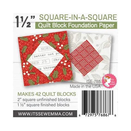 1.5 inch Square-in-a-Square quilt block foundation paper pad with shaded and numbered templates for 42 blocks