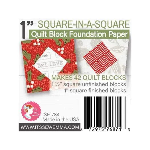 1 inch Square in a Square quilt block foundation paper for making 42 quilt blocks by It's Sew Emma