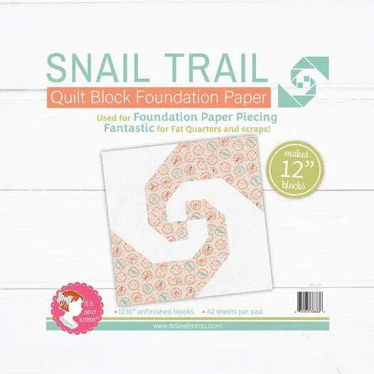 12" Snail Trail Quilt Block Foundation Paper by It's Sew Emma for precise paper piecing making 42 quilt blocks per pad