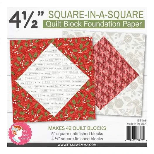 4.5 inch Square in a Square quilt block foundation paper for precise paper piecing