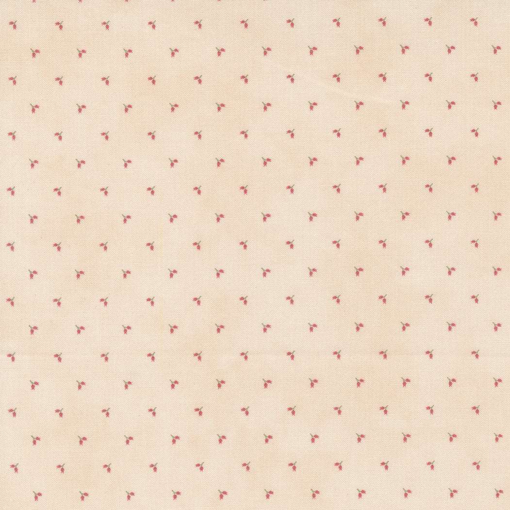 Bliss by 3 Sisters fabric Moda cream background with small pink floral pattern