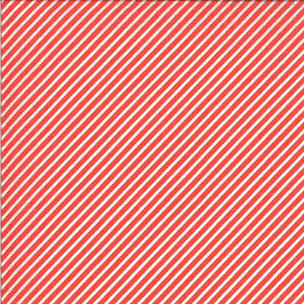 Happy Days striped fabric in geranium red by Sherri & Chelsi for Moda, sold by half yard
