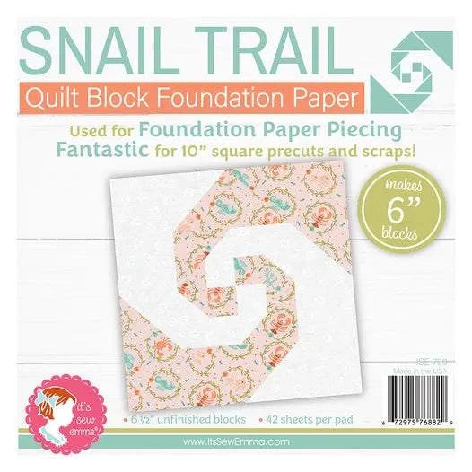 6-inch Snail Trail Quilt Block Foundation Paper for precise paper piecing and making 42 blocks per pad