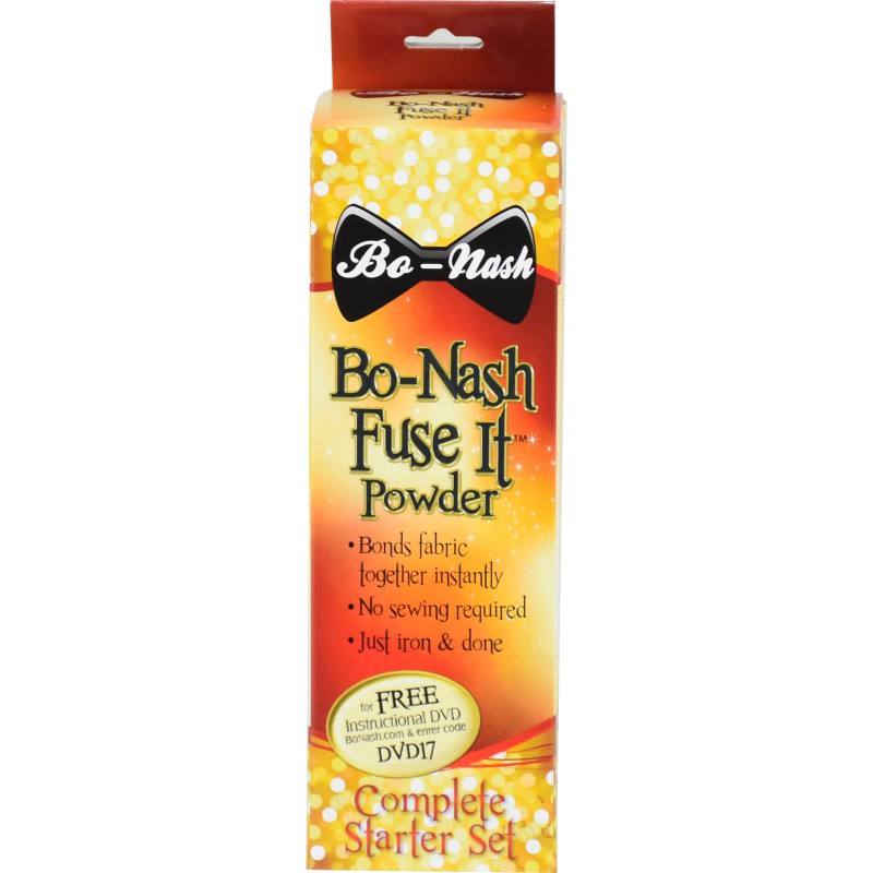 Bo-Nash Fuse It Starter Set bonding powder for no-sew fabric repair with ironing sheets and DVD coupon