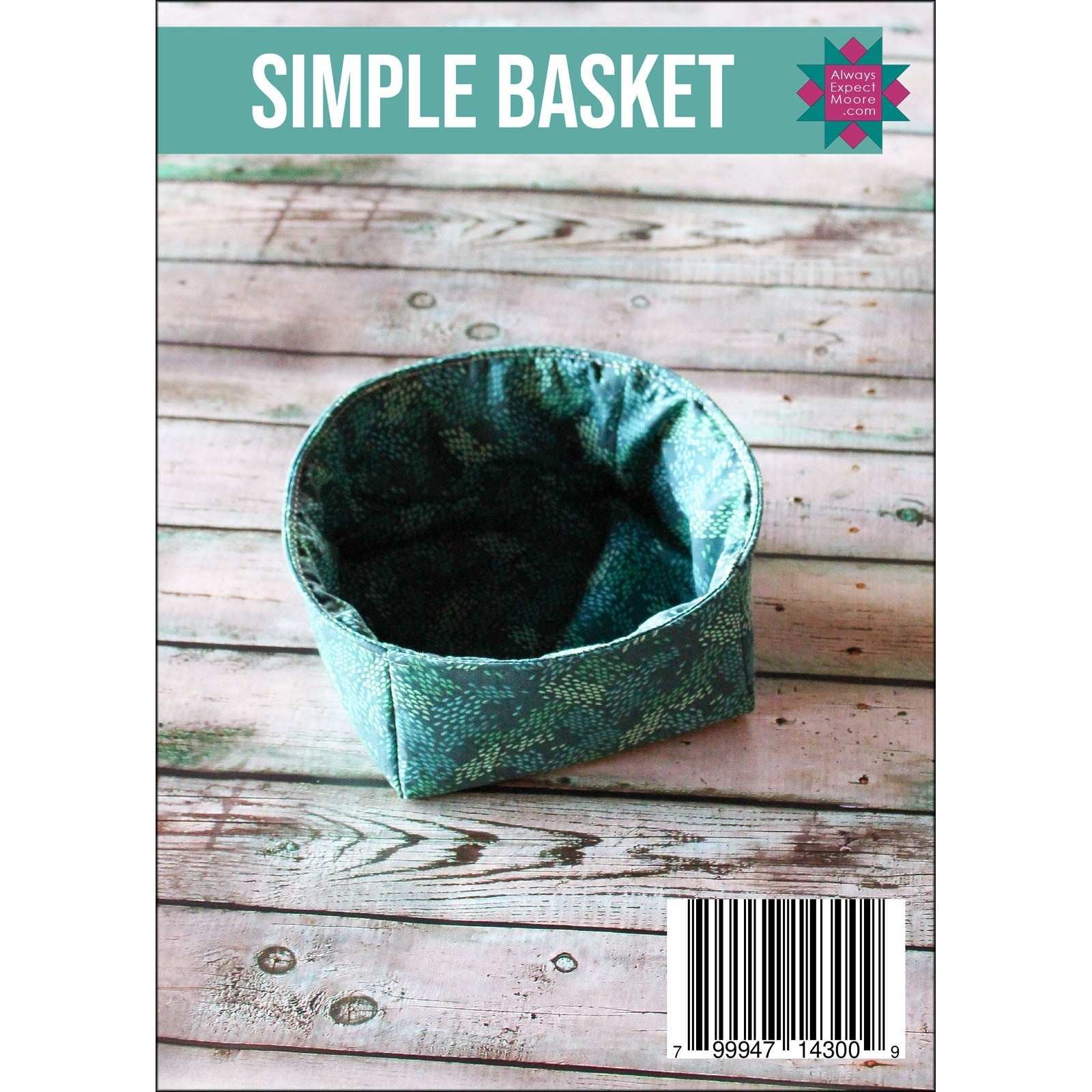 Simple Basket quilting project by Carolina Moore with teal fabric on wooden surface