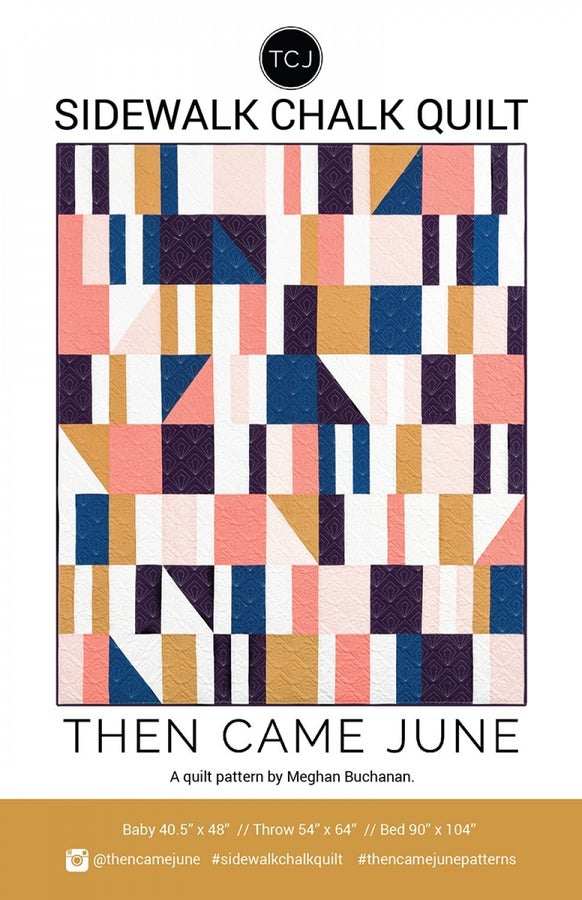 Colorful geometric Sidewalk Chalk Quilt pattern design by Then Came June with multiple size options