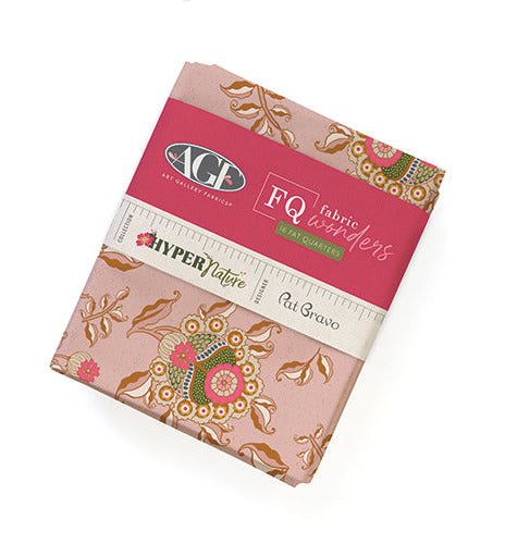 16-piece HyperNature Fat-Quarter Bundle by Pat Bravo featuring floral and botanical designs in bohemian colors