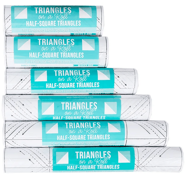 Triangles on a Roll small size set with six rolls for half-square triangles quilting templates