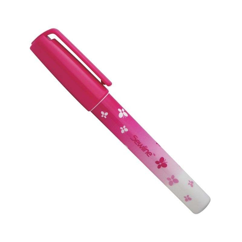 Sewline Fabric Glue Pen with pink cap and floral design for fabric bonding