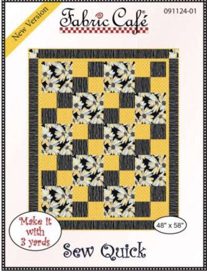 PATTERN Sew Quick quilt pattern by Fabric Cafe with floral and striped blocks, 48x58 inch finish, easy machine piecing design