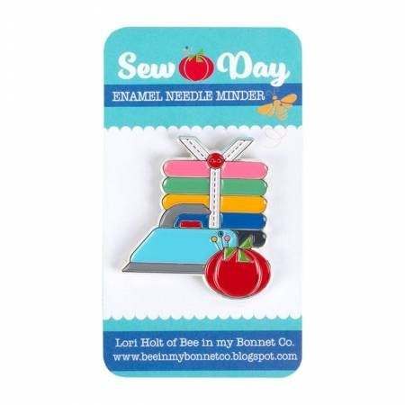 Sew Day Enamel Needleminder with quilt supplies design by Lori Holt of Bee in My Bonnet