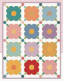 Maggie Quilt Kit with colorful floral patchwork quilt top by Aria & Ava Quilts