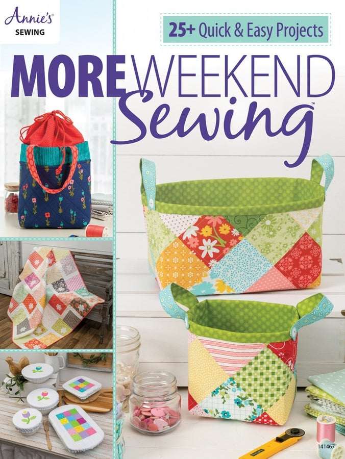 More Weekend Sewing book cover with quilted fabric baskets and sewing projects