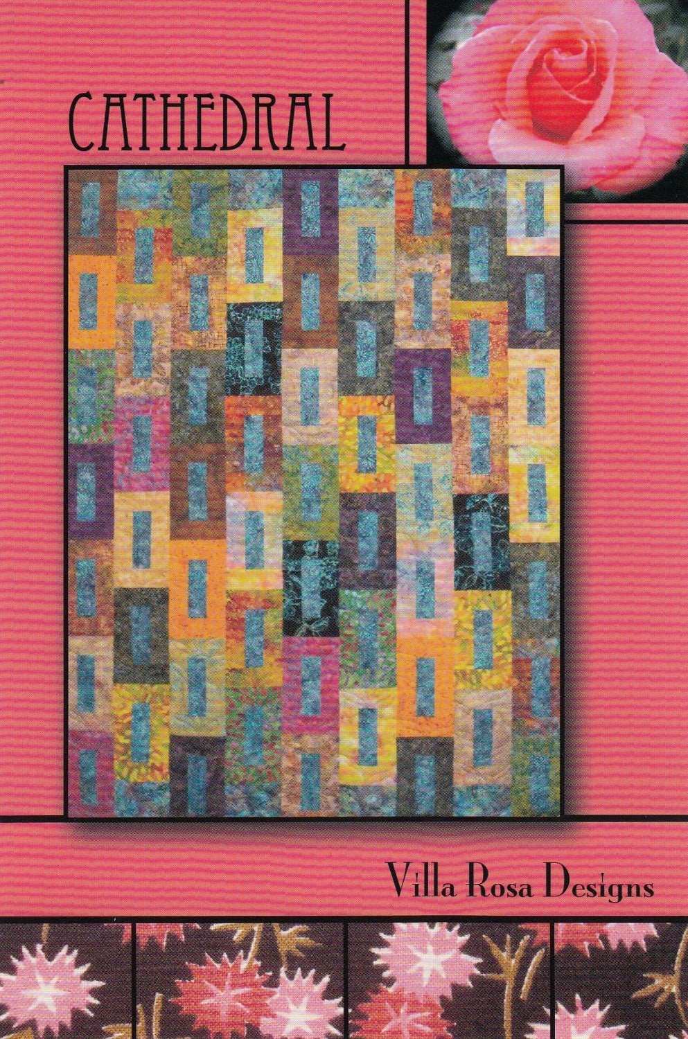 Finished Cathedral quilt pattern by Villa Rosa Designs, 54x70 inches, fat-quarter friendly