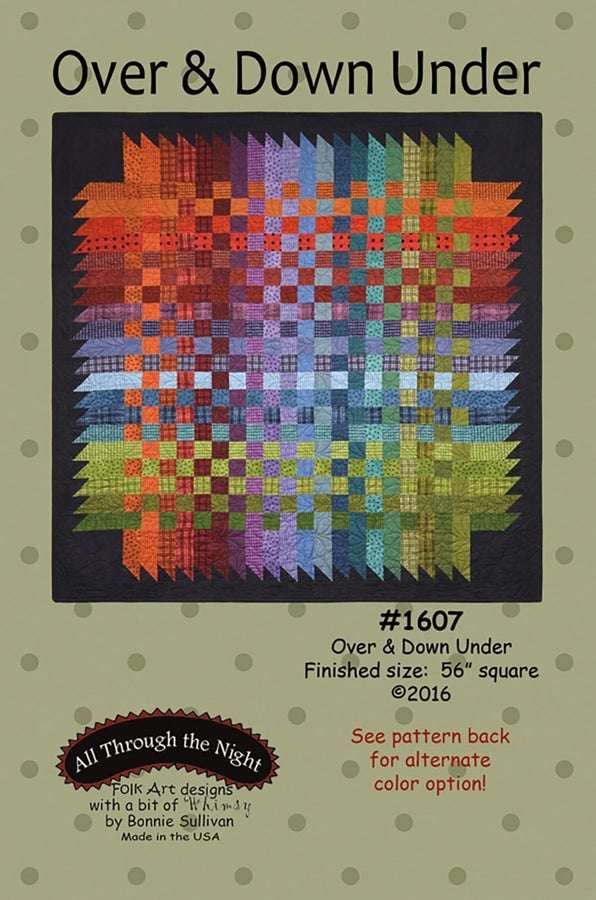 Over & Down Under quilt by Bonnie Sullivan featuring vibrant Woolies Flannel squares in a 56x56 inch design