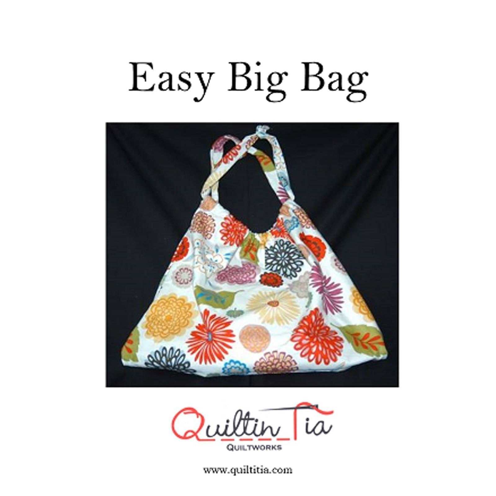 Easy Big Bag Pattern for creating a large floral fabric bag with one yard of fabric and lining