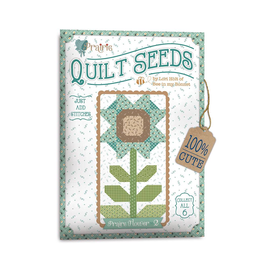 Prairie Quilt Seeds Flower No. 2 sewing pattern packet with flower quilt block design and decorative tag
