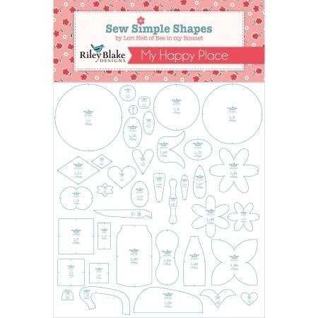 Stitch My Happy Place Sew Simple Shapes applique templates set with 38 sturdy plastic designs for quilting and fussy cutting