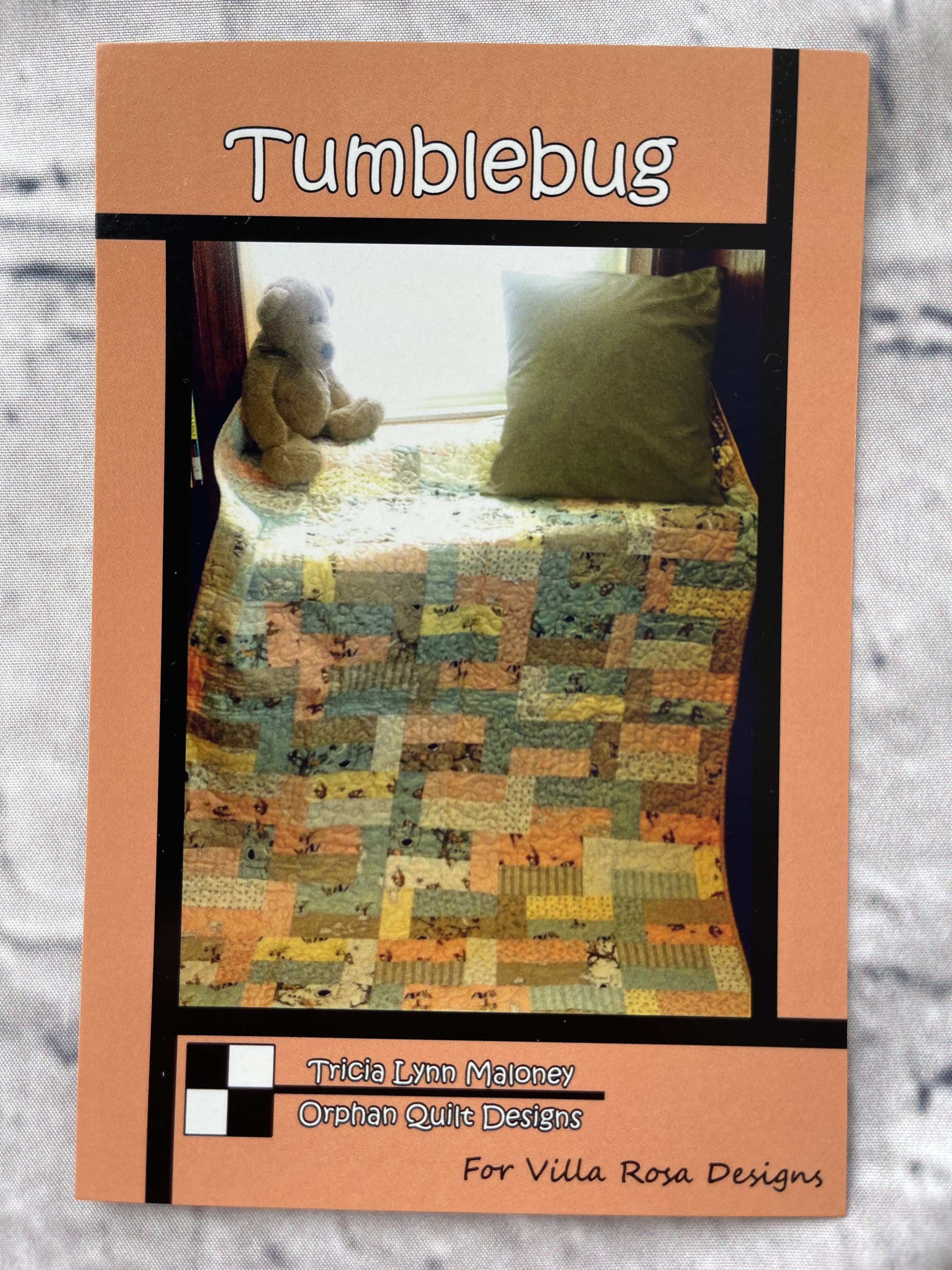 Tumblebug quilt pattern card by Tricia Lynn Maloney, 40x42 inch jelly roll friendly design