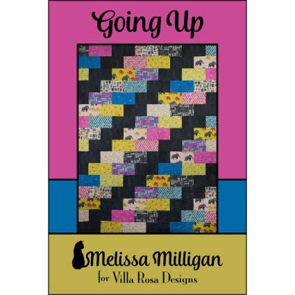 Going Up Quilt Pattern by Melissa Milligan featuring colorful fat quarter fabric blocks in a 54"x72" design