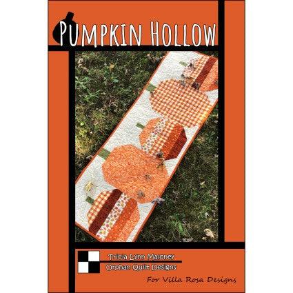Pumpkin Hollow quilt pattern card featuring fall pumpkin table runner design by Tricia Lynn Maloney