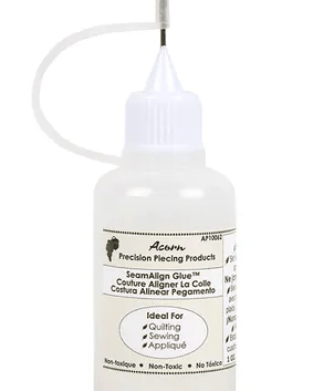 Acorn Seam Align Glue 1oz precision quilting and sewing adhesive bottle with fine applicator tip