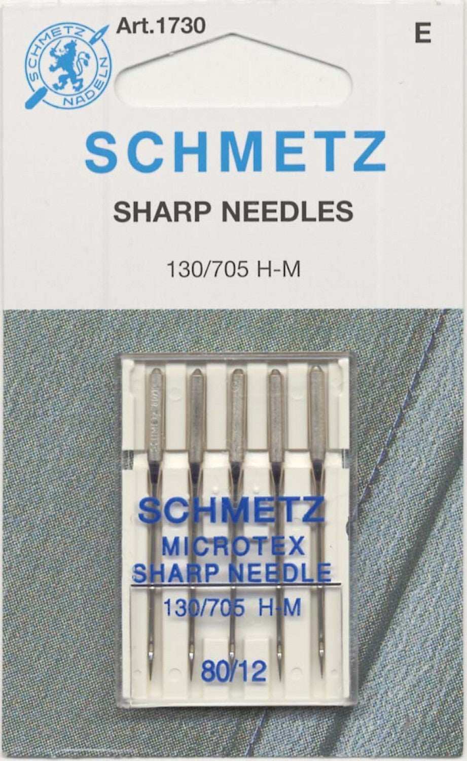 Schmetz Sharp Microtex Machine Needles size 80/12 pack for precision sewing and topstitching