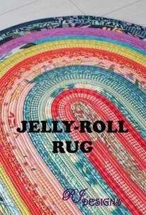 Colorful Jelly Roll Rug quilt pattern by Roma Lambson made from cotton fabric strips and batting.