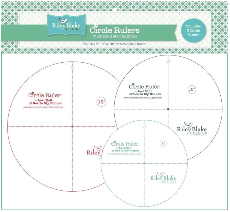 Lori Holt Circle Ruler Set with 8, 10, and 12-inch rotary cutting and template tracing rulers