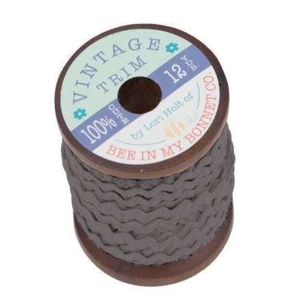 Lori Holt 1/4" steel vintage ric rac trim on wood spool 12 yards