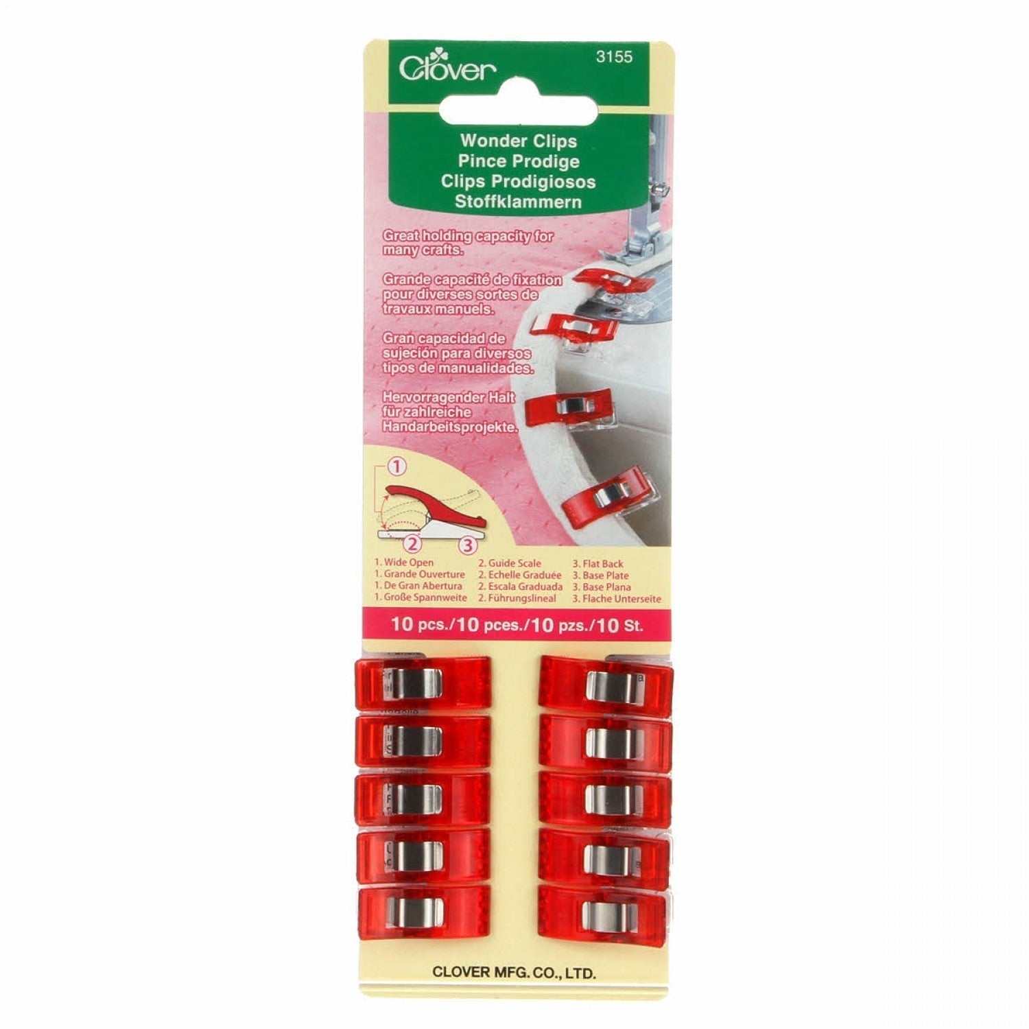 Wonder Clips red fabric clips 10 count with wide opening and flat back for crafts