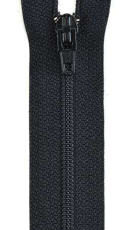 10 inch black 1-way separating zipper close-up view