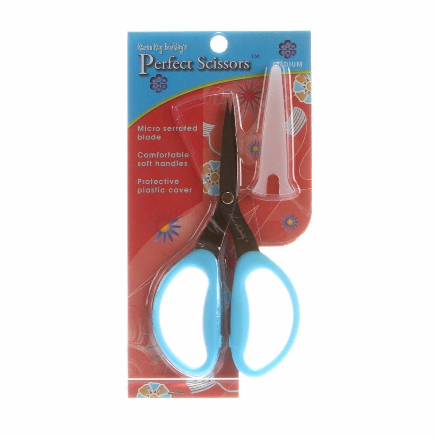 Karen Kay Buckley Perfect Scissors 6 inch with micro serrated blade and protective cover in packaging