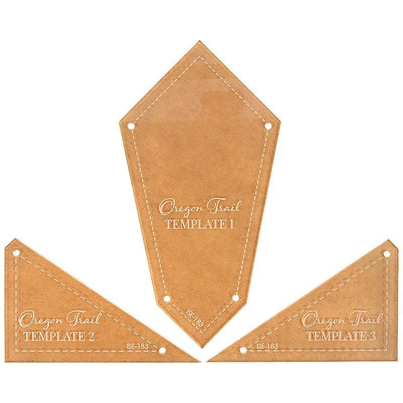 Oregon Trail Template Set with three brown leather templates labeled Template 1, 2, and 3